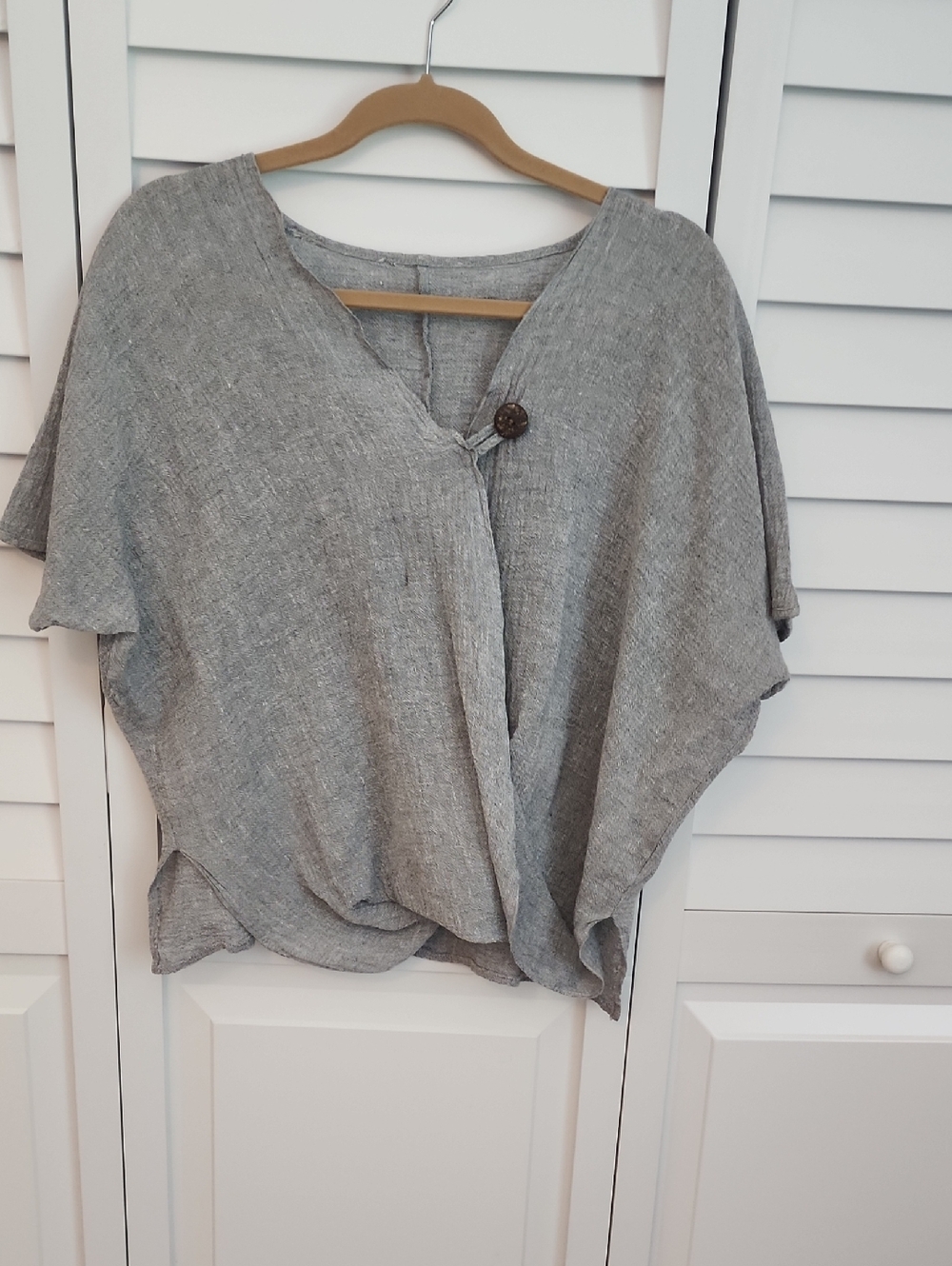 Lightweight Grey Linen Blend Women's  Top